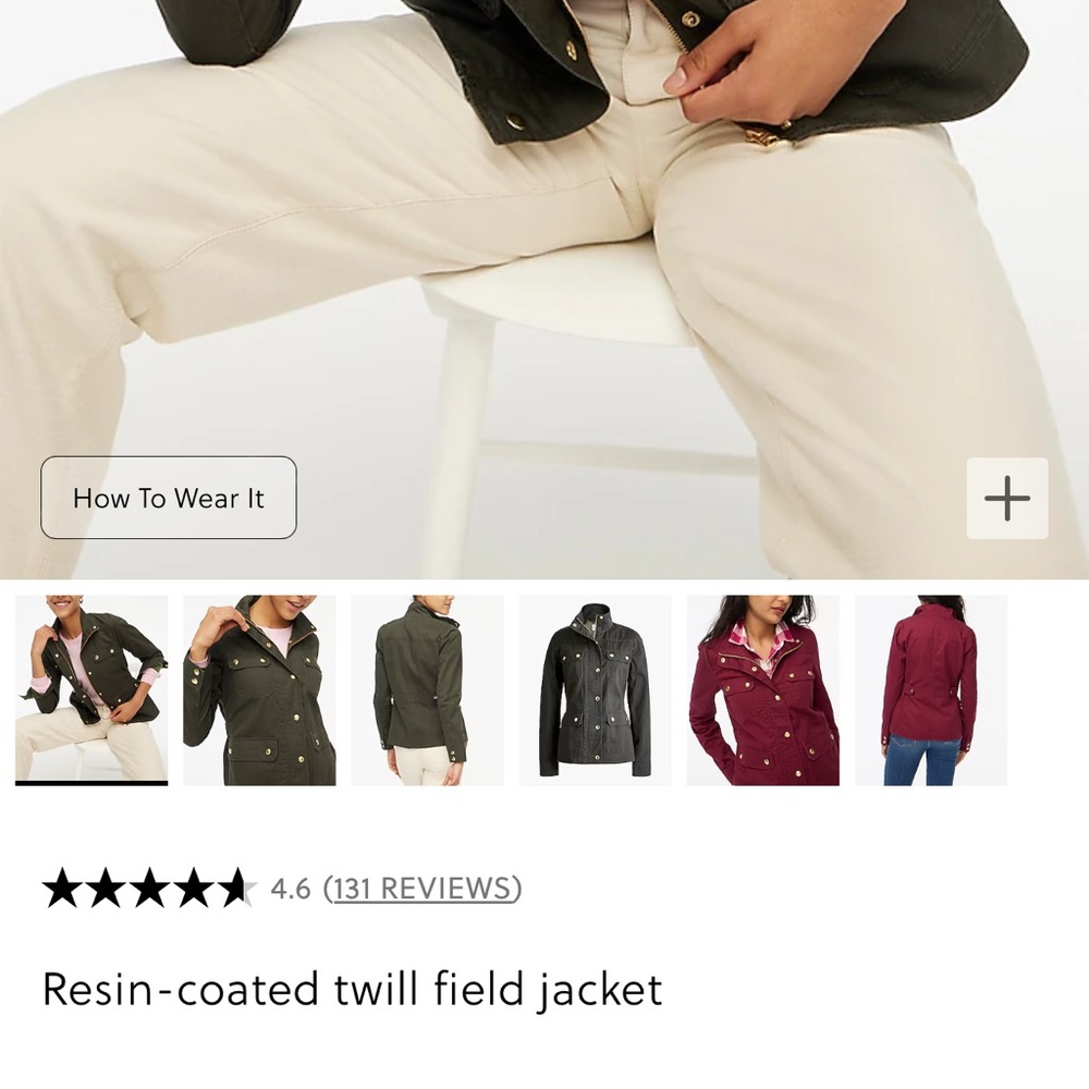 BNWT J.Crew Resin-coated twill field jacket SZ M
